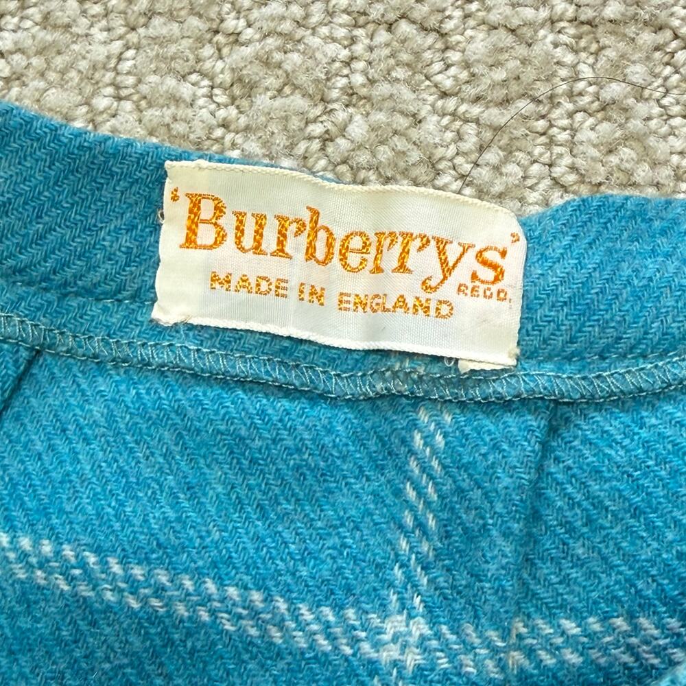 Vintage 60s Burberrys Burberry Blue Plaid Wool Pleated Midi Skirt Size XS AS IS - Picture 4 of 8